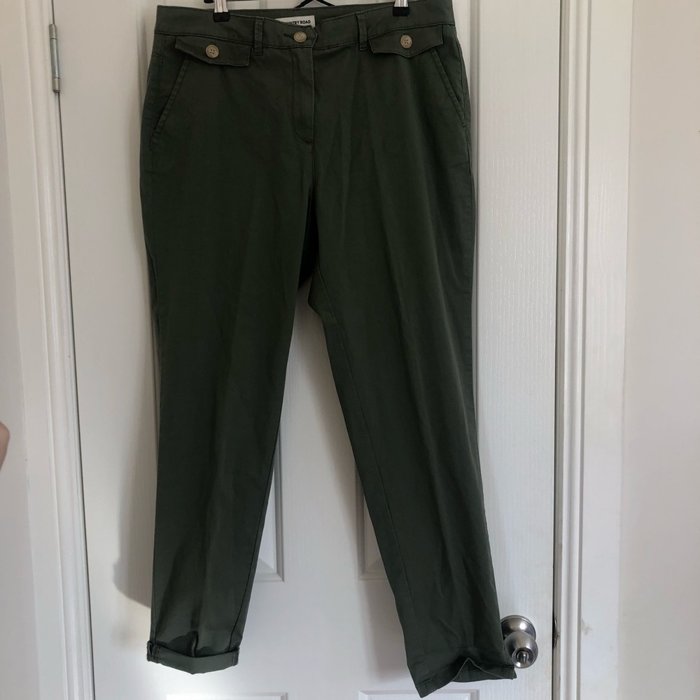 🌿 COUNTRY ROAD 🌿 ladies green trousers size 12 - Picture 1 of 4